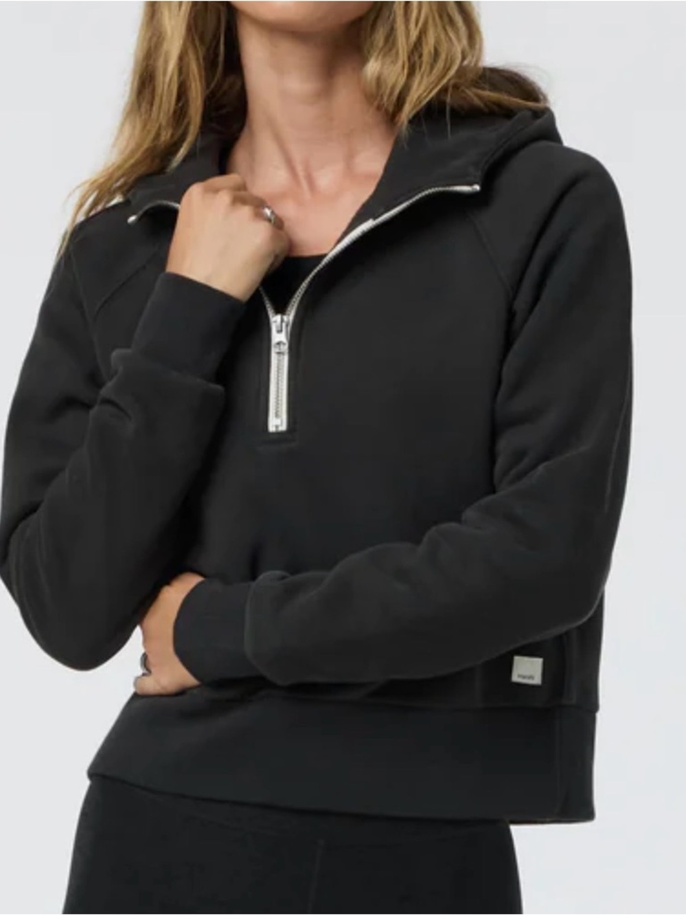 Vuori Restore half zip hoodie in washed black
